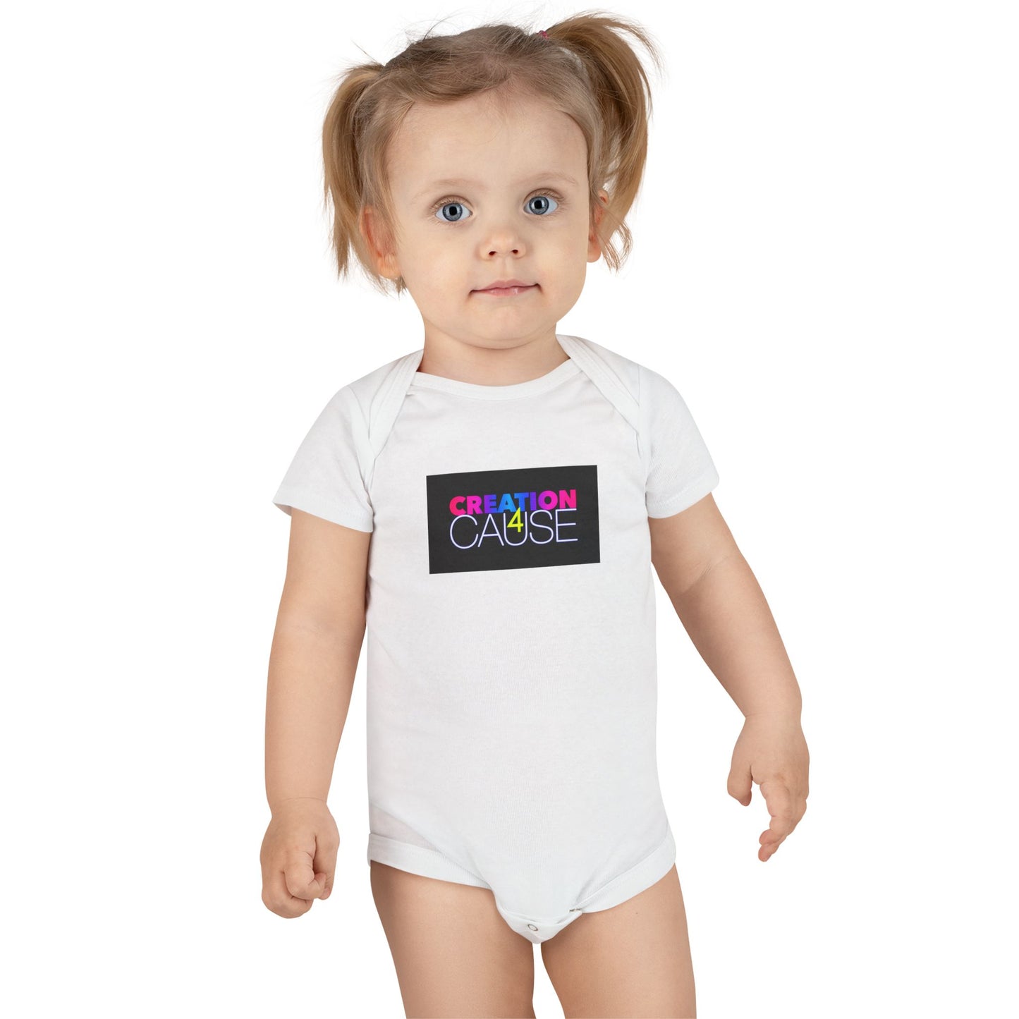 Baby Onesie - "Creation Cause" Colorful Logo Organic Bodysuit