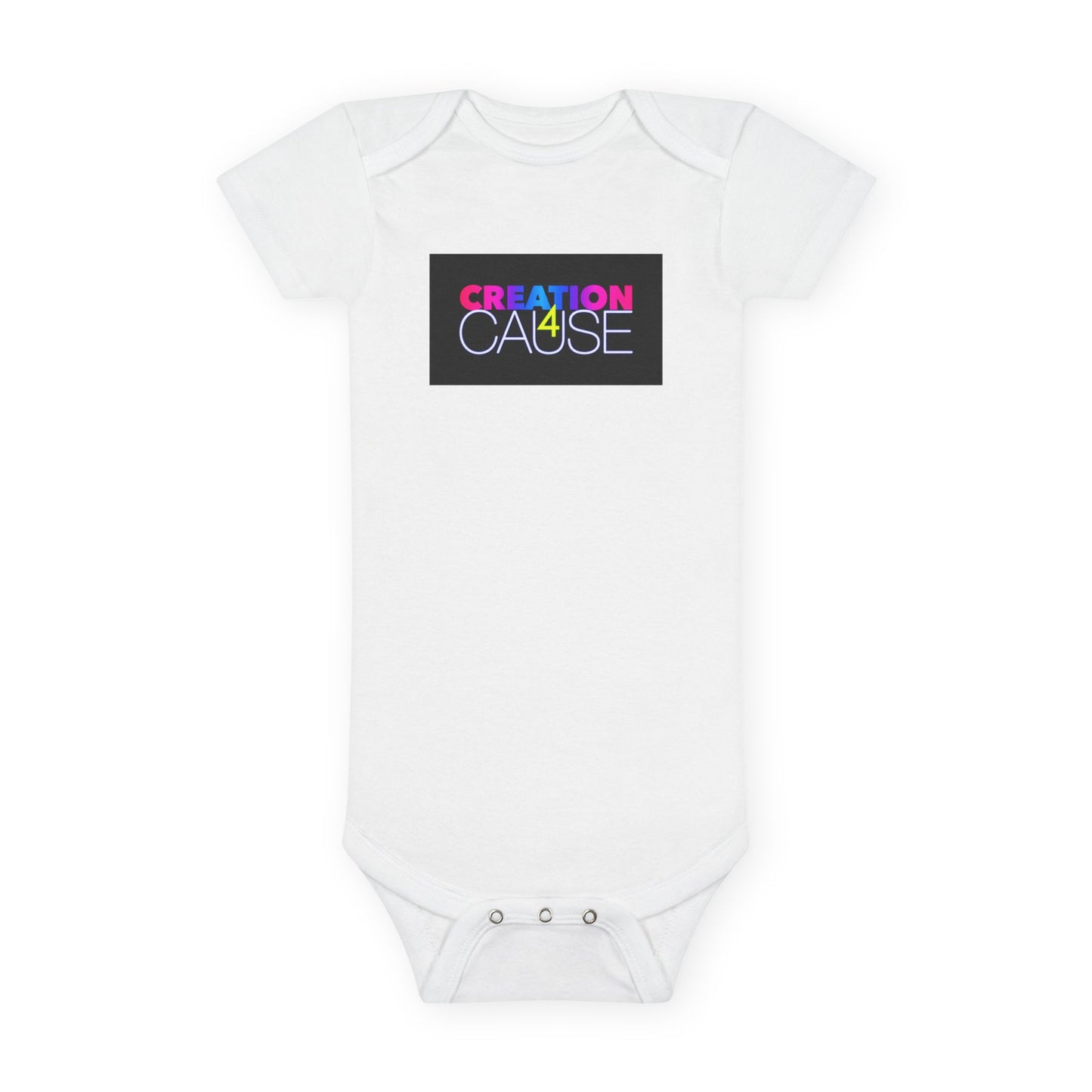 Baby Onesie - "Creation Cause" Colorful Logo Organic Bodysuit