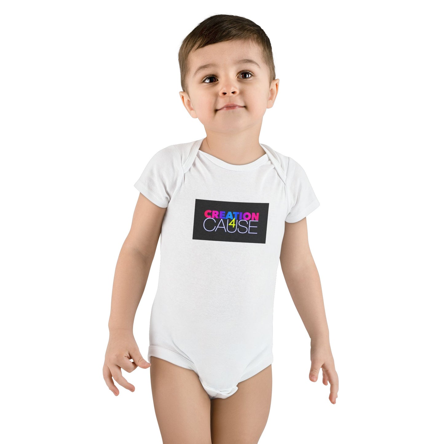 Baby Onesie - "Creation Cause" Colorful Logo Organic Bodysuit